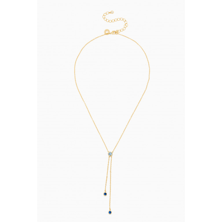 CZ by Kenneth Jay Lane - CZ Round-cut Lariat Necklace in 14kt Gold-plated Brass Blue