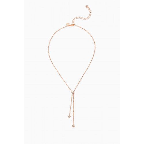 CZ by Kenneth Jay Lane - CZ Round-cut Lariat Necklace in 14kt Rose Gold-plated Brass Rose Gold
