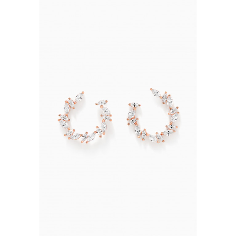 CZ by Kenneth Jay Lane - CZ Marquise Cluster Earrings in Rose Gold-plated Brass