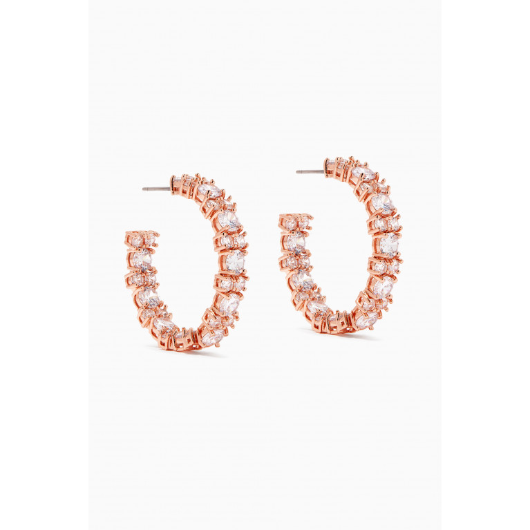 CZ by Kenneth Jay Lane - CZ Round-cut Hoop Earrings in Rose Gold-plated Brass