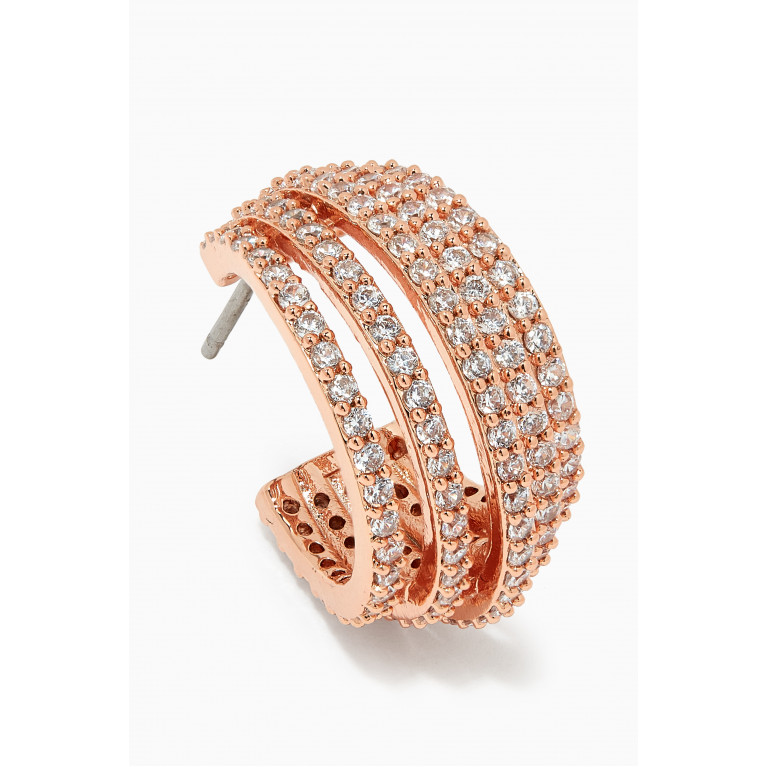 CZ by Kenneth Jay Lane - CZ Pavé Curve Earrings in Rose Gold-plated Brass