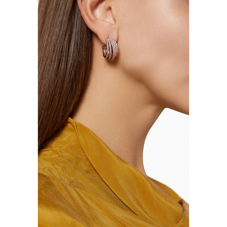CZ by Kenneth Jay Lane - CZ Pavé Curve Earrings in Rose Gold-plated Brass