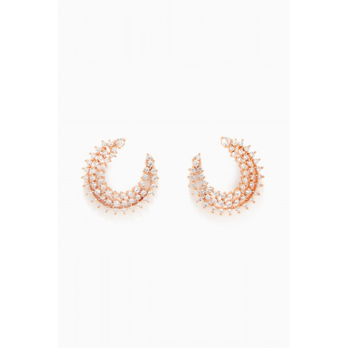 CZ by Kenneth Jay Lane - CZ C-shape Statement Earrings in Rose Gold-plated Brass Rose Gold