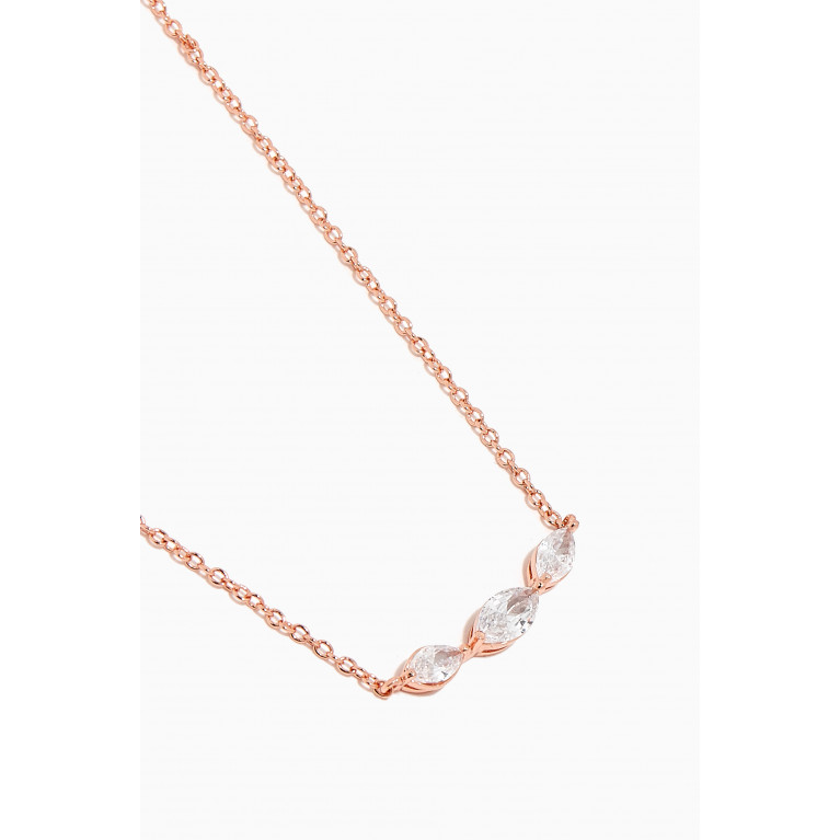 CZ by Kenneth Jay Lane - CZ Marquise-cut Necklace & Earrings Set in Rose Gold-plated Brass