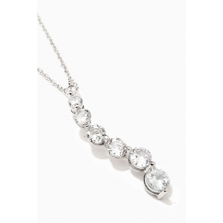 CZ by Kenneth Jay Lane - CZ Round-cut Necklace & Earrings Set in Rhodium-plated Brass