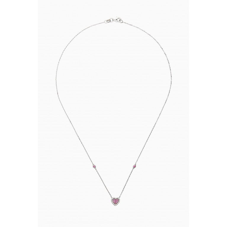 NASS - Breast Cancer Awareness Diamond & Sapphire Necklace in 18kt White Gold