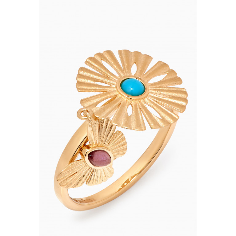 Damas - Farfasha Sunkiss Amethyst & Turquoise Ring in 18kt Gold