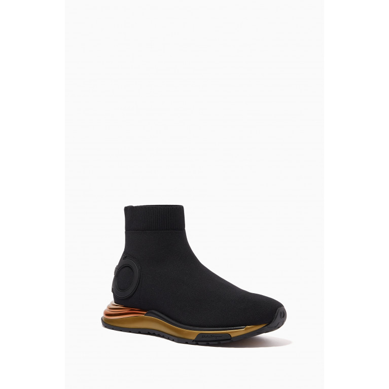 Ferragamo - Gancini High-top Sock Sneakers in Technical Knit