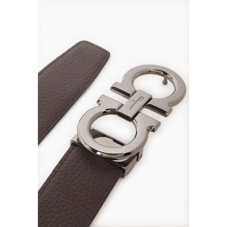 Ferragamo - Gancini Buckle Reversible Belt in Calf Leather Black