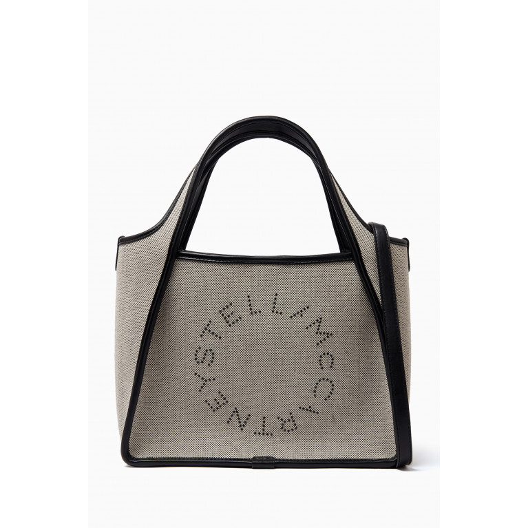 Stella McCartney - Stella Logo Tote Bag in Canvas & Alter Nappa Black