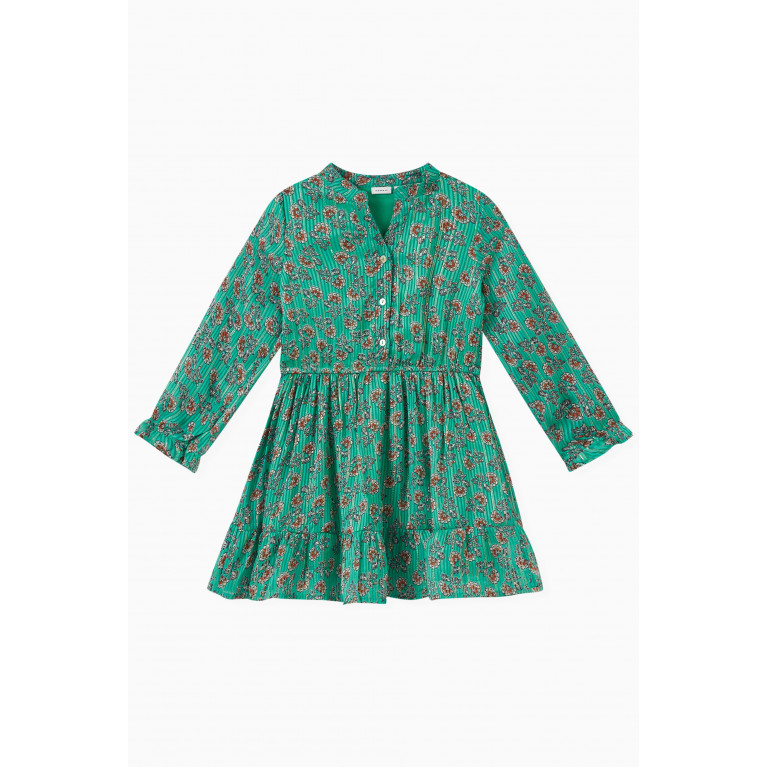 Name It - Floral Dress in Polyester Green