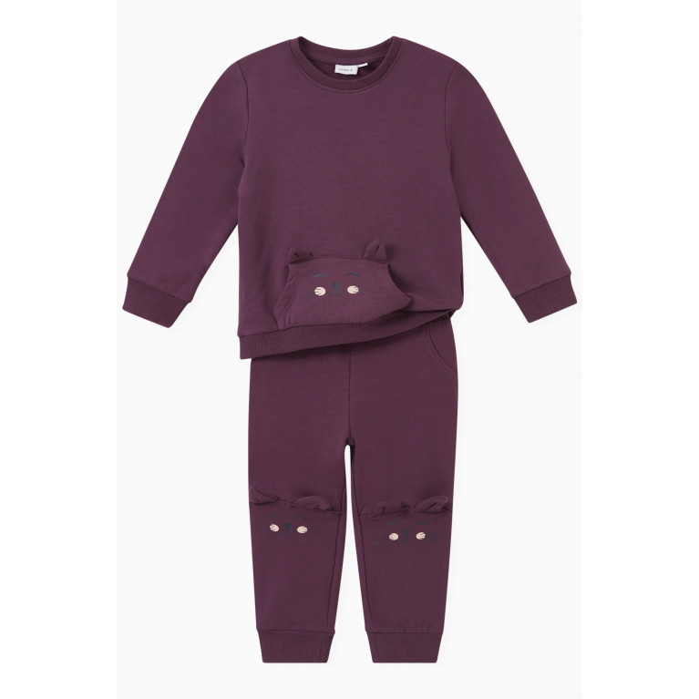 Name It - Cat Sweatshirt in Organic Cotton Purple