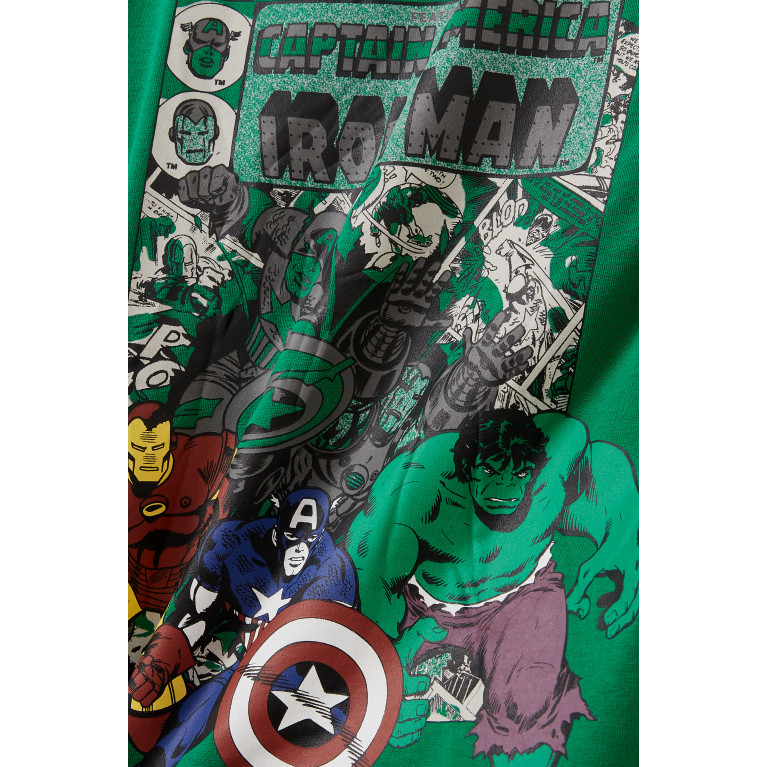 Name It - Marvel Print T-shirt in Cotton Green