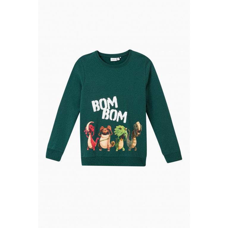 Name It - Dinosaurs Sweatshirt in Cotton Green