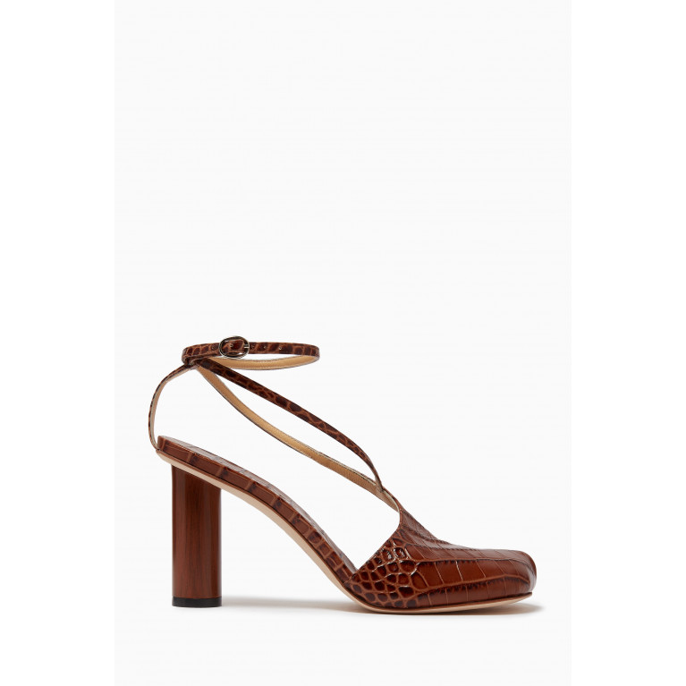 A.W.A.K.E Mode - Christine 95 Sandals in Croc-embossed Leather Brown