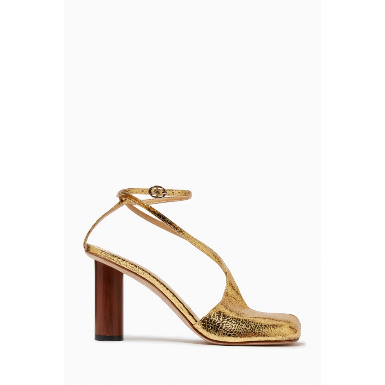 A.W.A.K.E Mode - Christine 95 Sandals in Croc-embossed Leather Gold