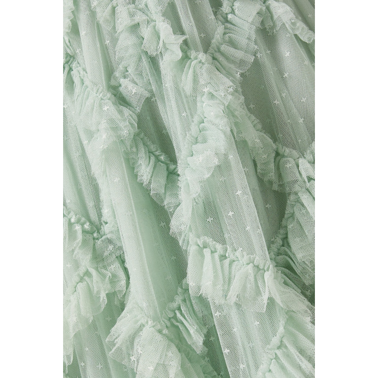 Needle & Thread - Genevieve Ruffled Gown in Tulle Green