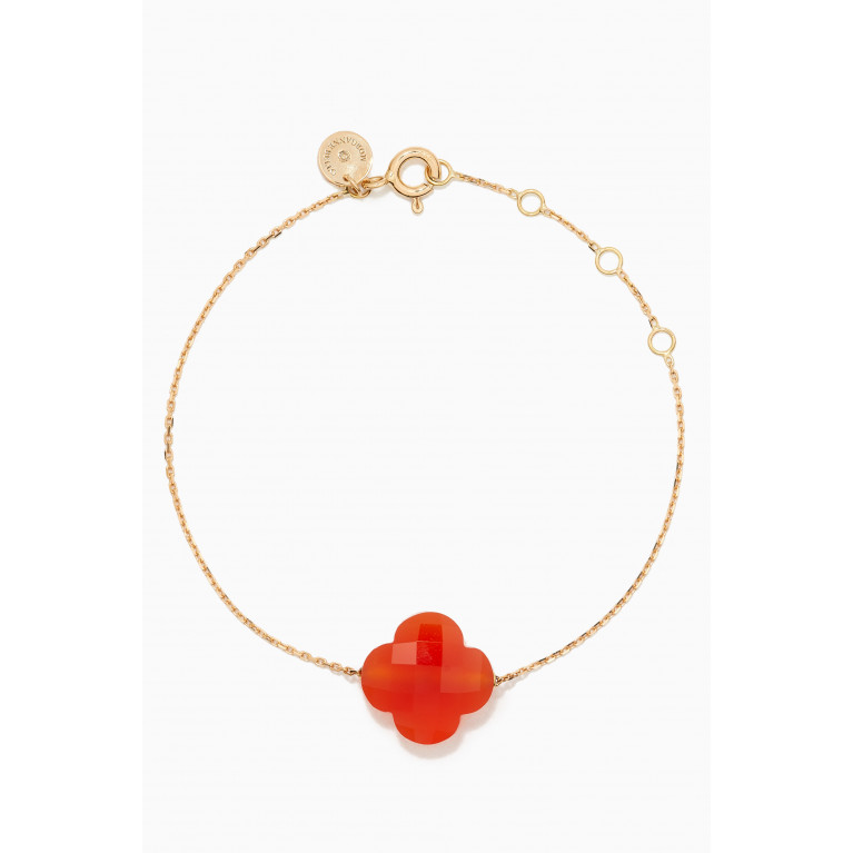 Morganne Bello - Victoria Clover Red Carnelian Bracelet in 18kt Gold