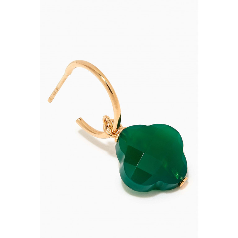 Morganne Bello - Friandise Clover Agate Drop Earrings in 18kt Gold