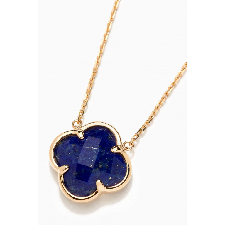 Morganne Bello - Victoria Clover Lapis Lazuli Necklace in 18kt Gold