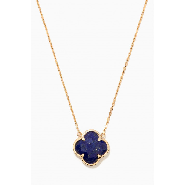 Morganne Bello - Victoria Clover Lapis Lazuli Necklace in 18kt Gold