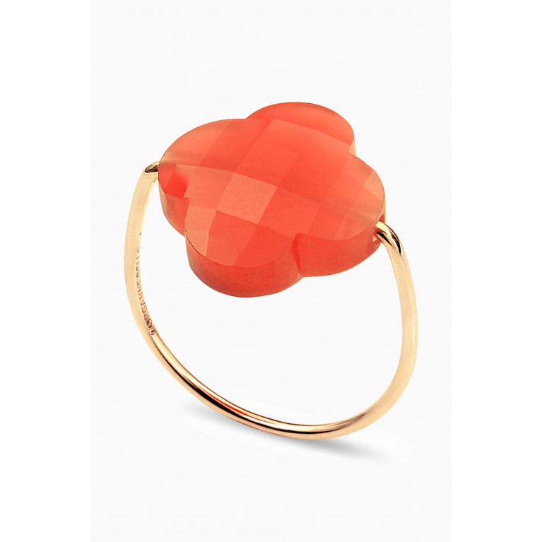 Morganne Bello - Friandise Clover Red Carnelian Ring in 18kt Gold