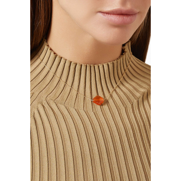 Morganne Bello - Friandise Clover Red Carnelian Necklace in 18kt Gold