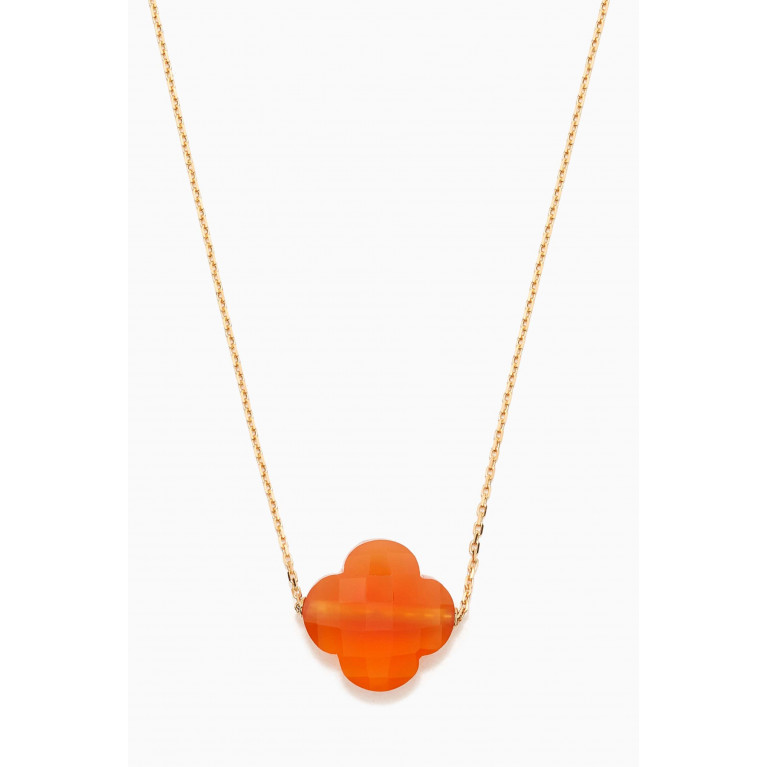 Morganne Bello - Friandise Clover Red Carnelian Necklace in 18kt Gold