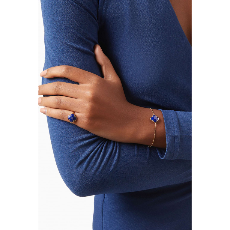 Morganne Bello - Victoria Clover Lapis Lazuli Bracelet in 18kt Gold