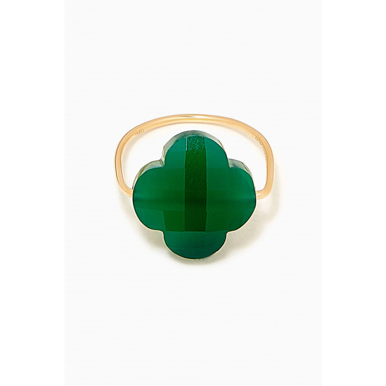 Morganne Bello - Friandise Clover Agate Ring in 18kt Gold