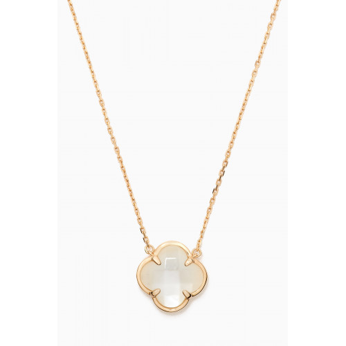 Morganne Bello - Victoria Clover Mother of Pearl Necklace in 18kt Gold