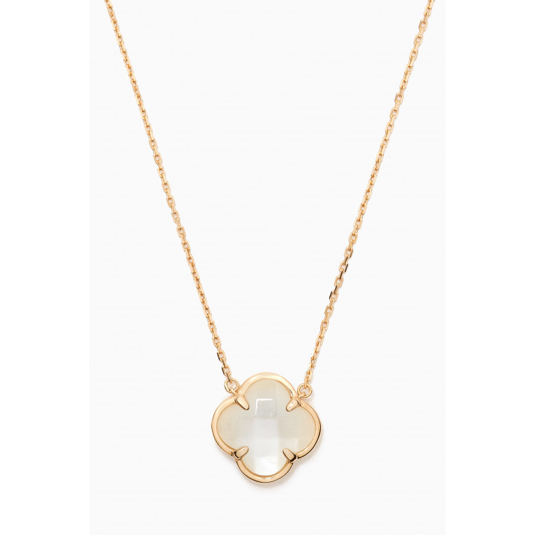Morganne Bello - Victoria Clover Mother of Pearl Necklace in 18kt Gold