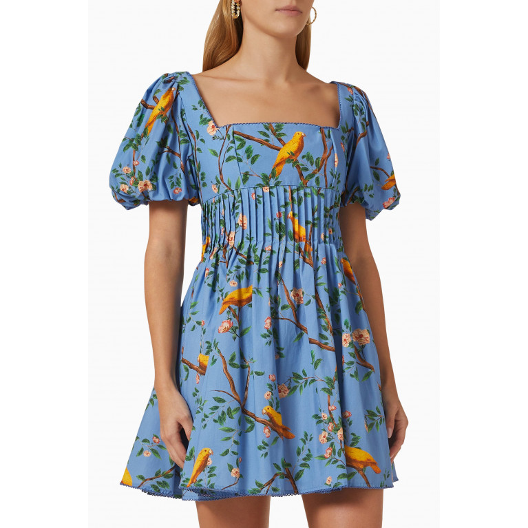 Agua Bendita - Caramelo Mini Dress in Cotton-poplin Blue