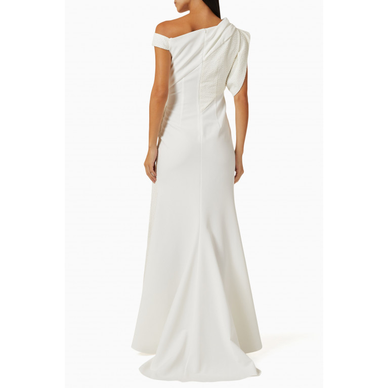 Avaro Figlio - Pearl-embellished Draped Maxi Dress in Cady