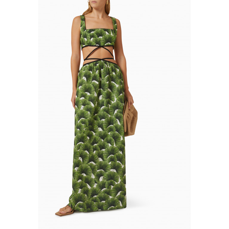 Agua Bendita - Peonia Cut-out Maxi Dress in Cotton-poplin Green