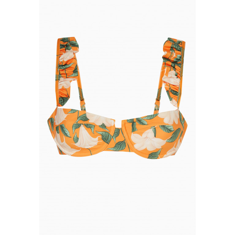 Agua Bendita - Kiwi Bikini Top in Recycled Fabric Orange
