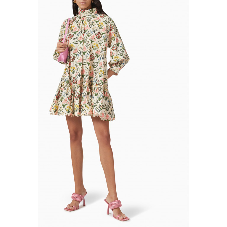 Agua Bendita - Hibisco Mini Dress in Cotton-poplin