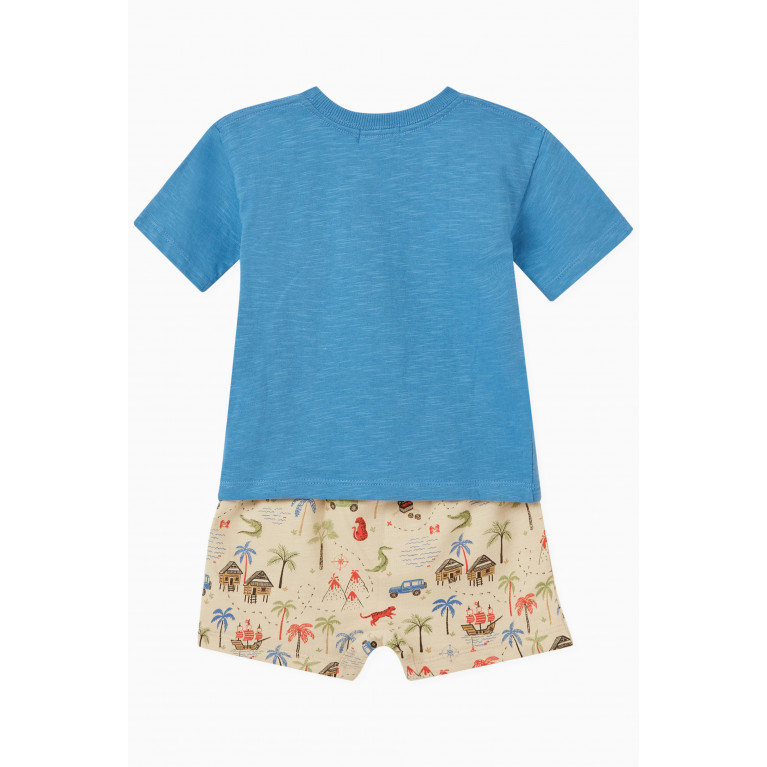 Purebaby - Treasure Island Print T-shirt & Shorts Set in Cotton