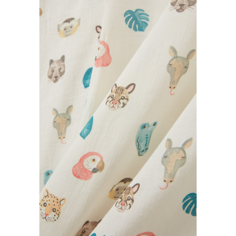 Purebaby - Jungle Faces-print Baby Wrap in Muslin Neutral