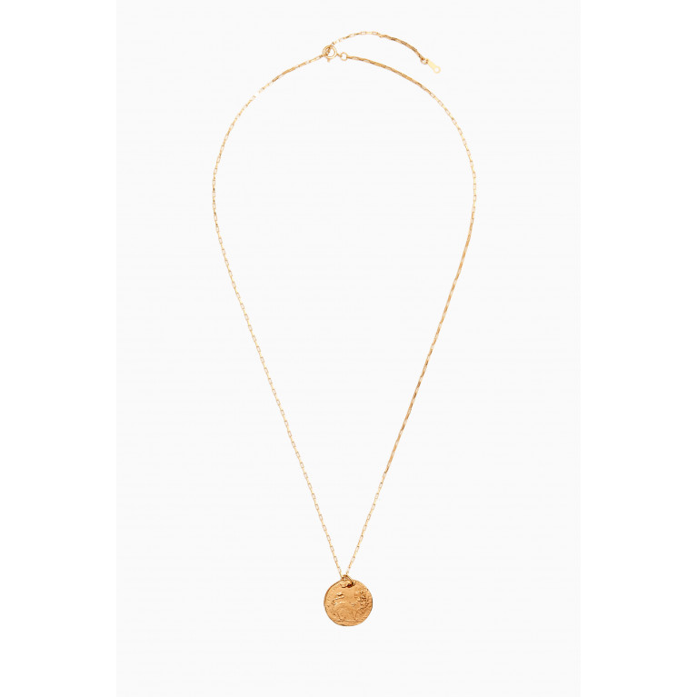 Alighieri - Medium Leone Necklace on Box Chain in 24kt Gold Plated Bronze