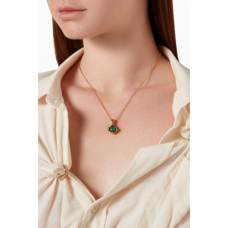 Alighieri - The Eye of the Storm Emerald Necklace in 24kt Gold-plated Bronze