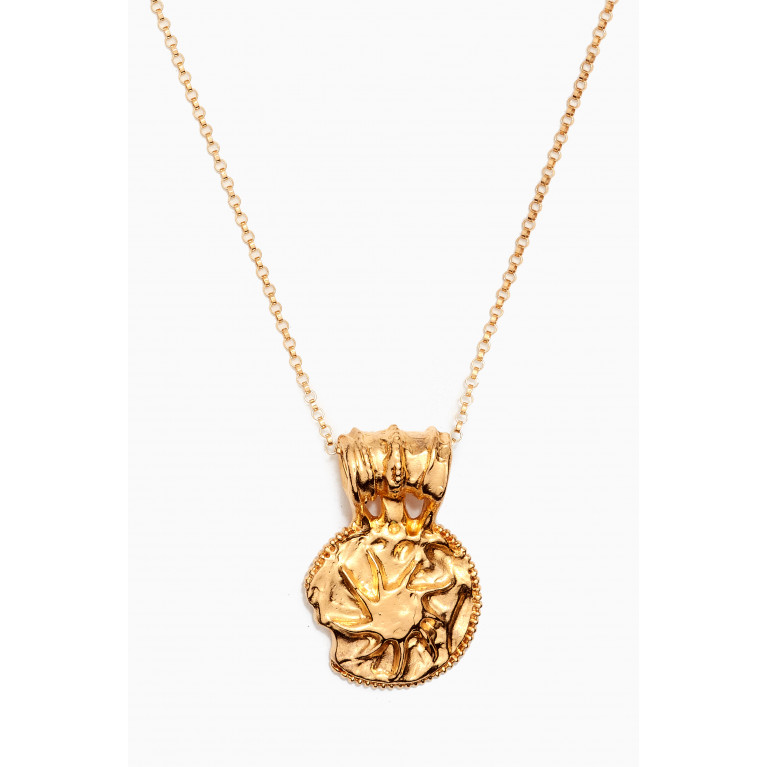 Alighieri - The Medium Sun Salutations Medallion Necklace in 24kt Gold-plated Bronze