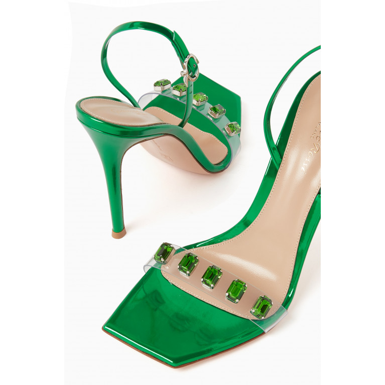 Gianvito Rossi - Jewel Slingback 105 Sandals in Metallic Leather Green