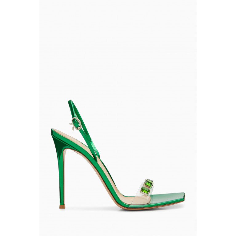 Gianvito Rossi - Jewel Slingback 105 Sandals in Metallic Leather Green