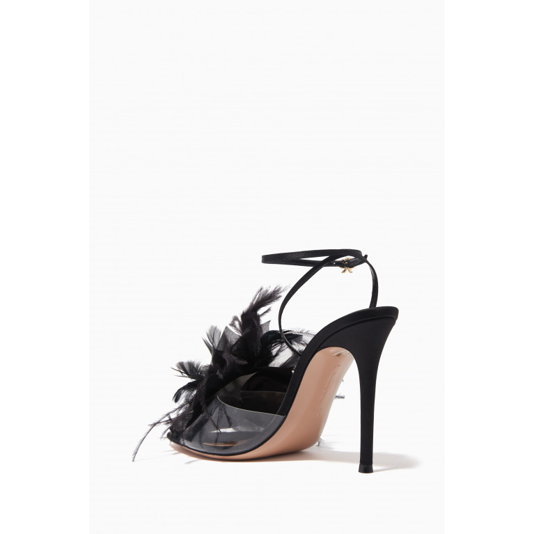 Gianvito Rossi - Feather-embellished 105 Sandals in Satin