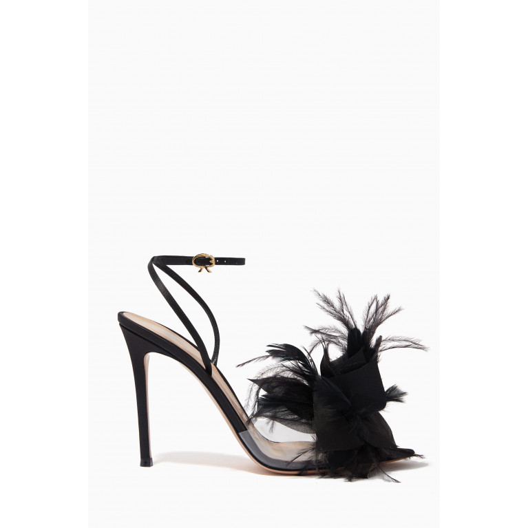 Gianvito Rossi - Feather-embellished 105 Sandals in Satin