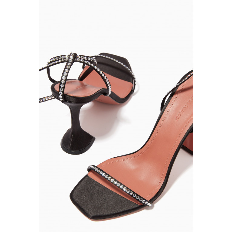 Amina Muaddi - Vita 95 Crystal Lace-up Sandals in Patent-leather Black