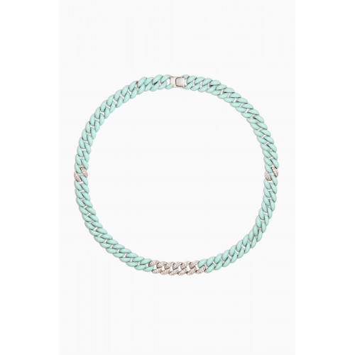 Maison H Jewels - Diamond & Enamel Chain Necklace in 18kt White Gold Silver