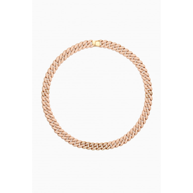 Maison H Jewels - Diamond & Enamel Chain Necklace in 18kt Gold Yellow