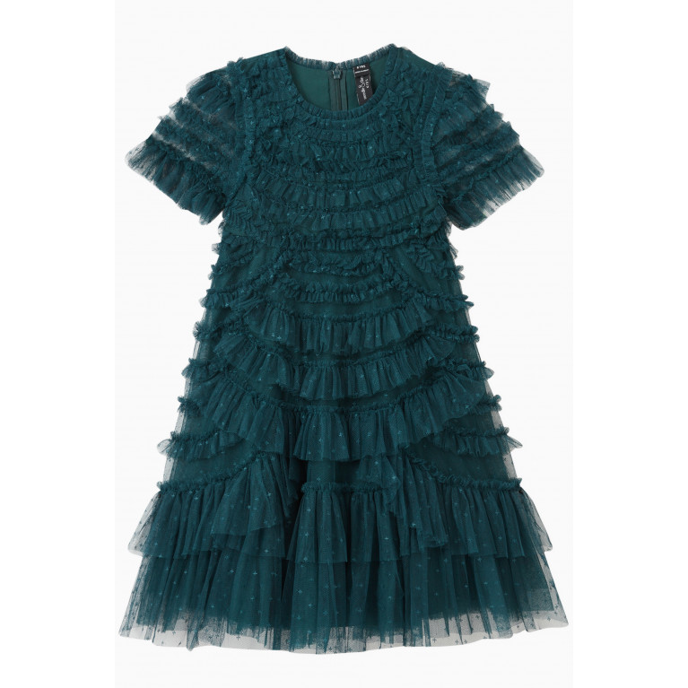 Needle & Thread - Marilla Ruffle Dress in Polyester Green